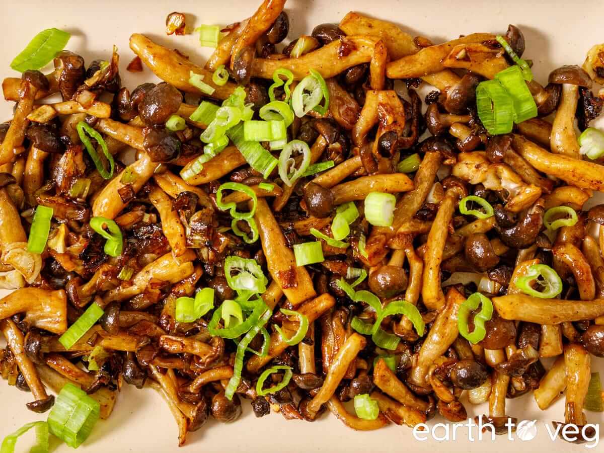 Shimeji mushrooms stir fried with butter and soy sauce.